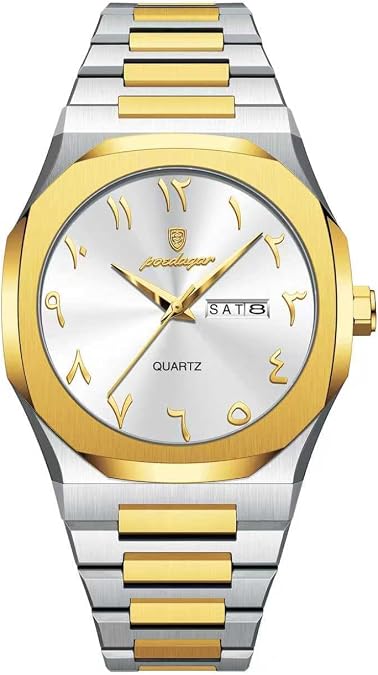 Poedagar Fashion Watch for Men Waterproof Luxury Week Calendar Man Wristwatch Quartz Stainless Steel Business Classic Men's Watches Male