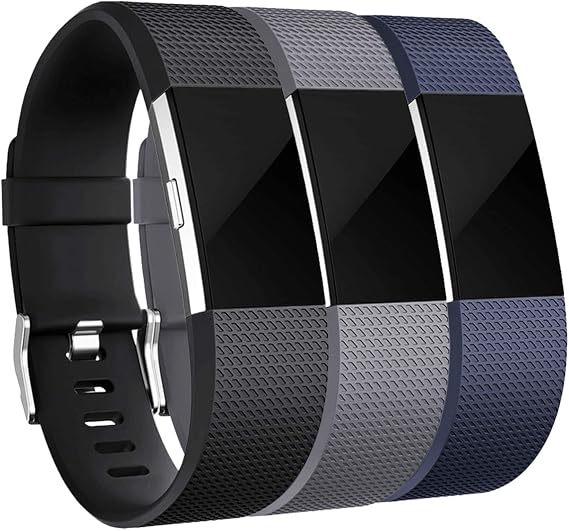 Maledan Bands Replacement Compatible with Fitbit Charge 2, 3-Pack, Small Gray/Blue/Black