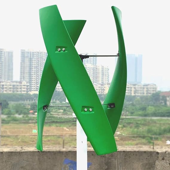 Free Energy 600w Vertical Wind Turbine Generator 3 Blades 12v 24v 48v 300RPM with MPPT Controller for Home Factory Use (12V with Controller, Green)