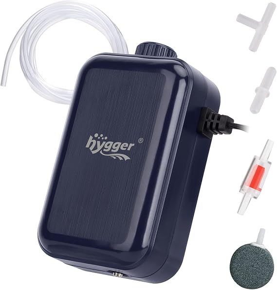 hygger Aquarium Air Pump,Adjustable Oxygen Pump,Silent Powerful Aerator Pump 2W/3W/4.5W/6W/ 1/2 Air Outlets Ultra for Up to 100 Gallon Tank