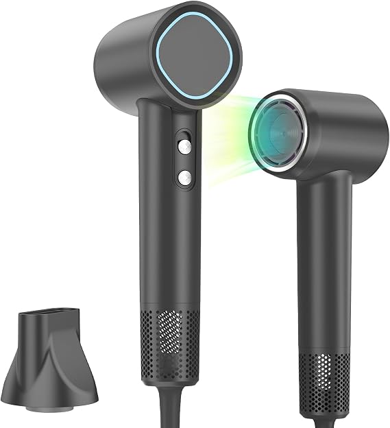 Hair Dryer, 160000 RPM High-Speed Brushless Motor, Gray | 500 Million Negative Ions, Professional Ionic Blow Dryer with Magnetic Nozzle, Lightweight for Home,Travel & Salon