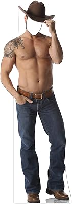 Cardboard People Shirtless Cowboy Stand-in Life Size Cardboard Cutout Standup