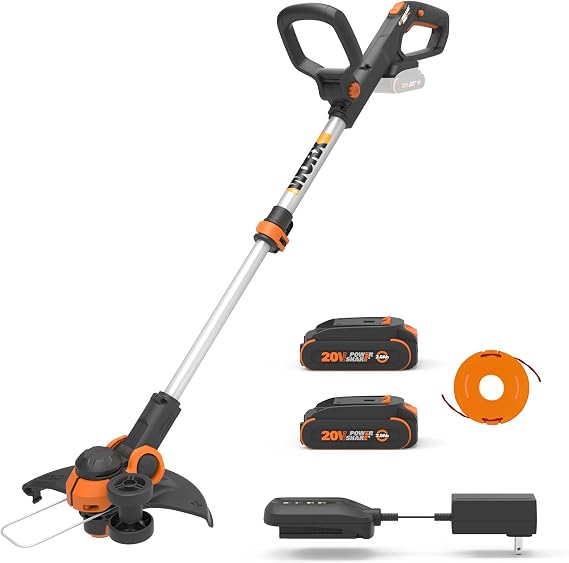 WORX 20V 12" 2-in-1 Cordless String Trimmer & Electric Lawn Edger, WG163 | Command Feed, Works for Lawn Weed Removal Tasks, 2 x 2.0Ah Batteries & Charger Included, PowerShare