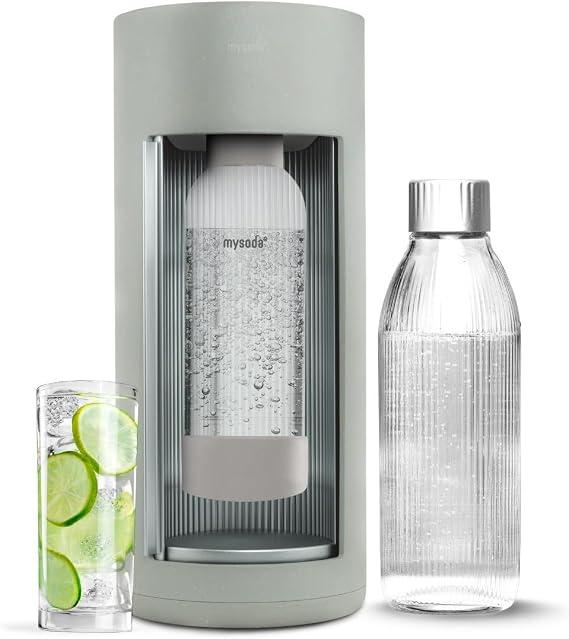 Mysoda Glassy Silent Soda Maker + 1L Glass and 1L Plastic Bottles - Pigeon