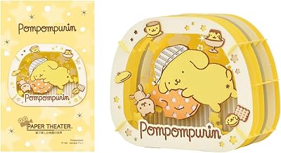 MENBLY My Melody, Kuromi, Pompompurin, Kitty, Cinnamoroll, and Pochacco Characters Inspired Paper Theater Craft Book - Ideal Toy and Decor for Kawaii Fans Pompompurin PT-304