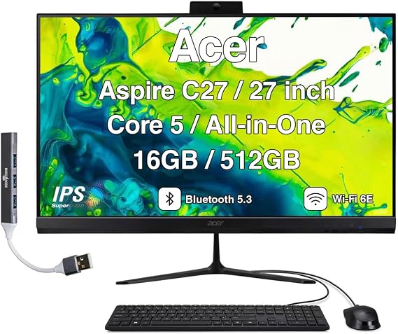 Acer Aspire C27 All-in-One, 27" IPS FHD, Ryzen 5 7430U, 16GB / 512GB