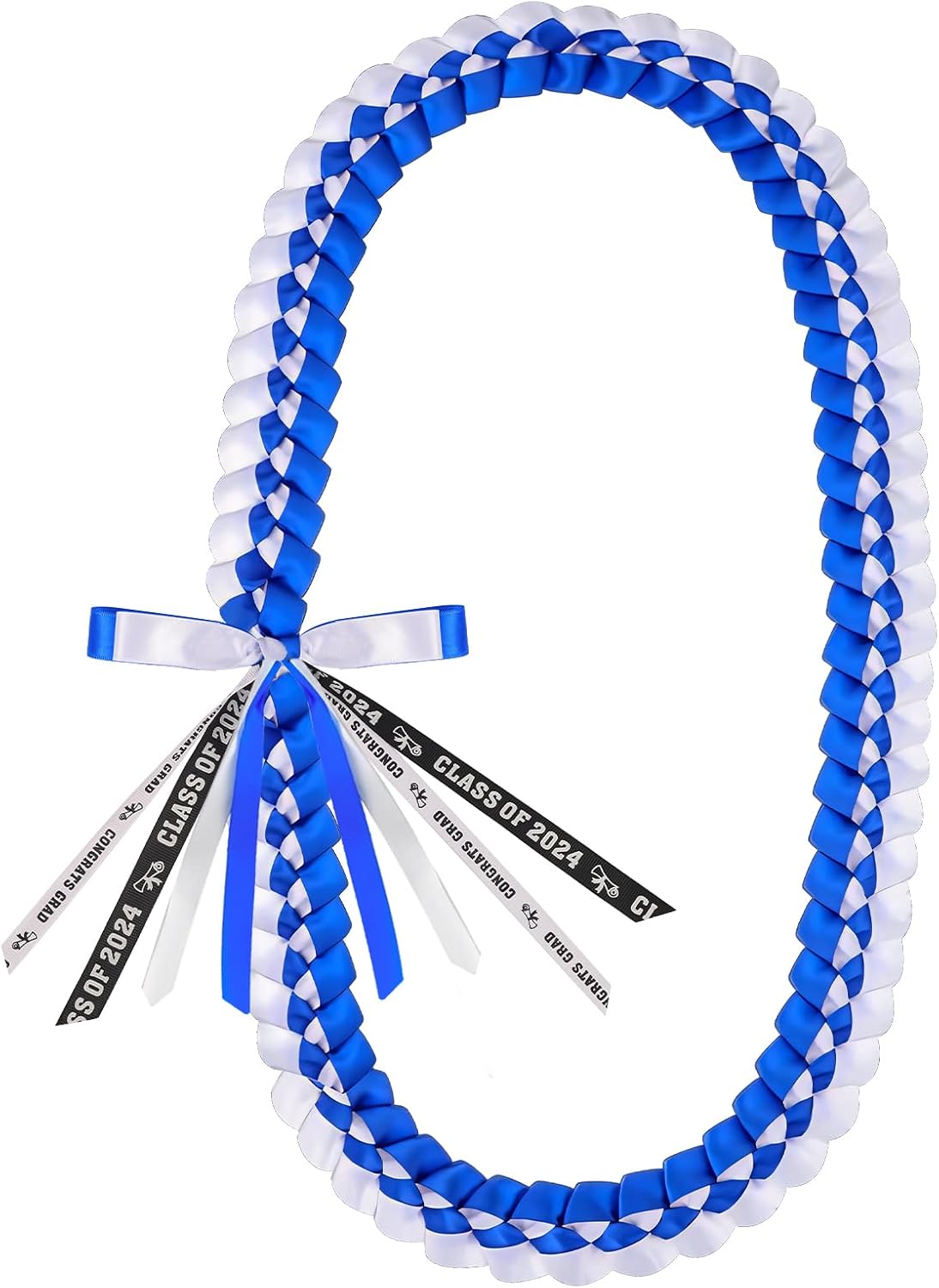Graduation Leis 2024 Graduation Ribbon Lei Necklace Graduation Leis Class of 2024 Graduation Handmade Double Braided Necklace Graduation Gift Party Accessories for Women Men