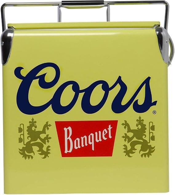 Coors Banquet Retro Ice Chest Cooler - Portable Ice Bucket with Bottle Opener, Vintage Style, Insulated for Camping, Beach, Picnic, RV, BBQs, Tailgating, Fishing, 18 Can Ice Box, 13L (14 qt)