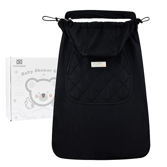 Bebamour Baby Carrier Winter Cover Universal Hoodie All Season Carrier Cover for Baby Carrier (A Black)