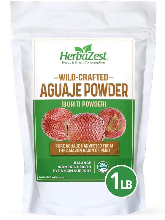 HerbaZest Aguaje Powder, 1 lb Wild-Crafted, Vegan, Gluten-Free