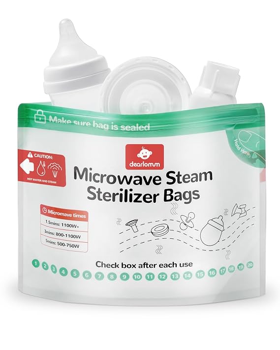 dearlomum 8 Count Microwave Steam Sterilizer Bags for Baby Bottles