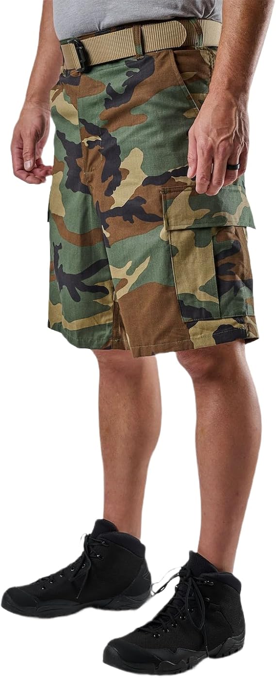 Tru-Spec Mens Utility Cargo Shorts 100% Cotton Rip-Stop BDU Style with Adjustable Waist