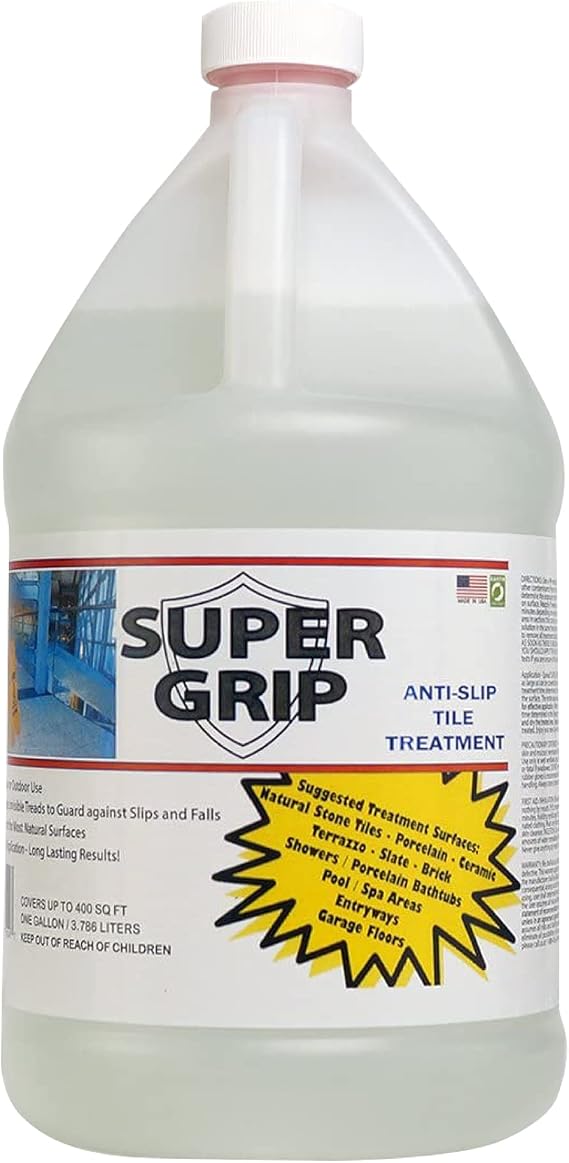 Super Safe Grip Anti-Slip Floor Treatment for Tiles and Concrete Non-Slip Solution Covers 400 SQ FT - 1 Gallon, Clear