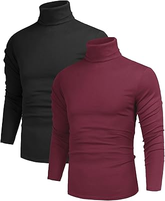 Poriff Mens Casual Turtleneck Pullover Tops Slim Fit Long Sleeve Basic Lightweight Sweaters