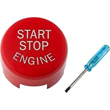 Sports Red Start Stop Engine Switch Button Cover Compatible with B-MW, Engine Power Ignition Replacement (Fits: B-MW 1 2 3 4 5 6 7 X1 X3 X4 X5 X6/ F30 F10 F01 F15 F25 G30 G31 G11 G12)