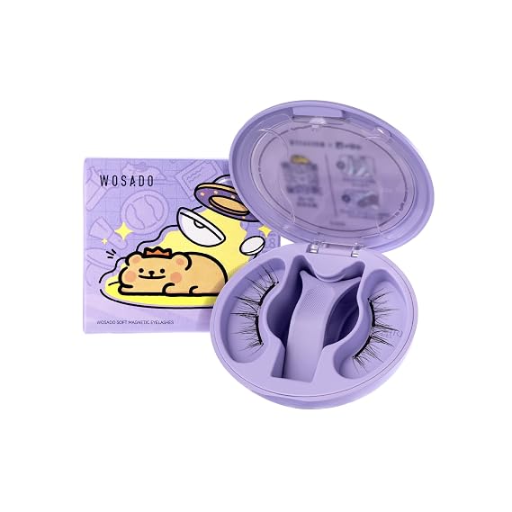 WOSADOBearisBug Soft Magnetic Eyelashes Kit with Applicator, [No.14 Frost Black] 21.5mm Reusable Glue-free Magnetic Lashes, Cruelty-free False Lashes, Waterproof, Lightweight, Suit for Heavy Makeup