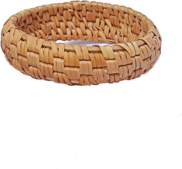 Round DIY Natural Wooden Large Bangles Handmade Ethnic Wood Cuff Bracelet Vintage Simple Round Natural Wooden Chunky Bracelet for Women Jewelry-D
