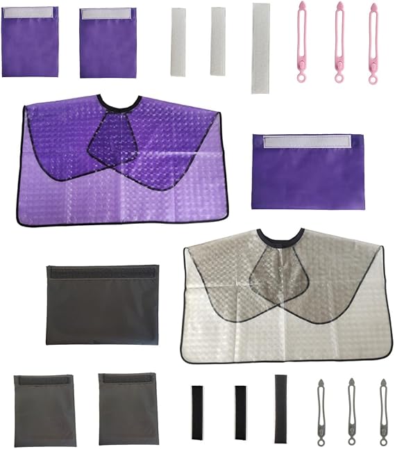 2PCS Mastectomy Post Surgery Waterproof Shower Cape, Water-Resistant Post Surgery Garment for Mastectomy/Chest Surgery/Shoulder Surgery, Post Surgery Shower Protection(Purple and Black)