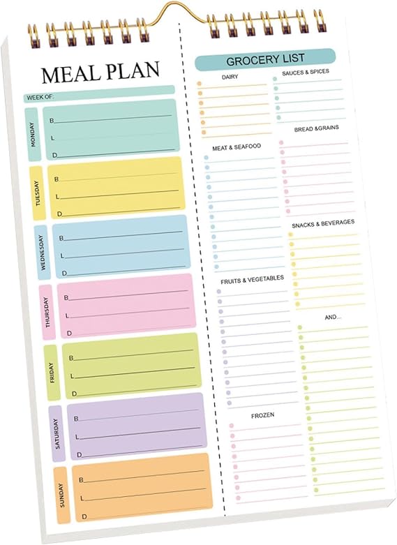Weekly Meal Planner Grocery List – 21x15x1.5cm, 220g Paper, Wall-Mountable Shopping List Pad | Modern Kitchen Management, Refrigerator Menus Board, Home Dining Organization, Yearly Planner