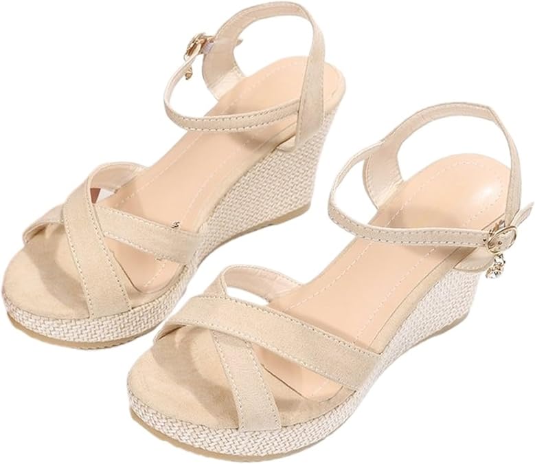 Fashion Wedge Sandals For Women Summer Casual Non-slip Peep Toe Platform Shoes Rubber Sole Buckle Elegant Heel Woman Sandale