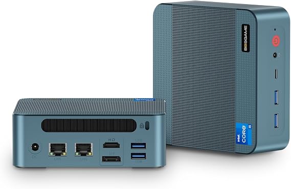 BOSGAME P2 Mini PC Intel i5-12450H (12th Gen, 8-Core) | 16GB DDR4 512GB NVMe SSD | Triple 4K Display | Dual LAN Ports | Wi-Fi 6 & BT 5.2 | Win 11 Pro | Compact Desktop for Office, HTPC