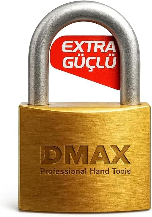 DMAX 25 mm Pirinç Asma Kilit – Dayanıklı Gövde, Güvenli Kilitleme, Anahtarlı Sistem, Ev Ofis Depo Dolap Kapı İçin Uzun Ömürlü Güvenlik Kilidi