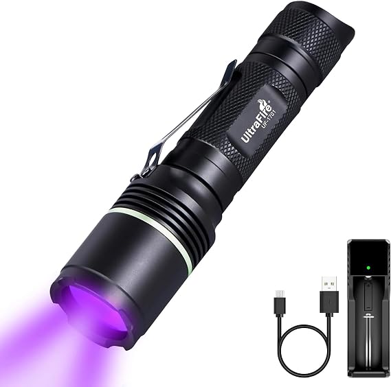 ULTRAFIRE UV Flashlight 395nm LED Blacklight, Single Mode Powerful UV Light, Small Ultraviolet Flashlight for Curing Resin, Detect Pet Urine, Yooperlite, Scorpions, Leak Detection, Hotel Hygiene