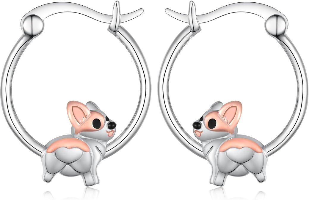 S925 Sterling Silver Dog Hoop Earrings Cute Dog Jewelry Gifts for Women
