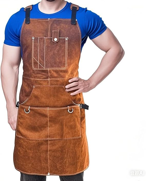 Heavy Duty Woodworking Apron for Men, Welding Apron with 6 Tool Pockets, Heat-Resistant Workshop Apron for Gardening, Carpenters, Blacksmiths, Grilling