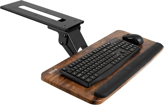VIVO Vintage Brown Under Desk 25 x 10 inch Keyboard Tray, MOUNT-KB03N | Rustic Adjustable Computer Keyboard and Mouse Platform, Ergonomic Under Table Desk Mount Drawer, Full Swivel