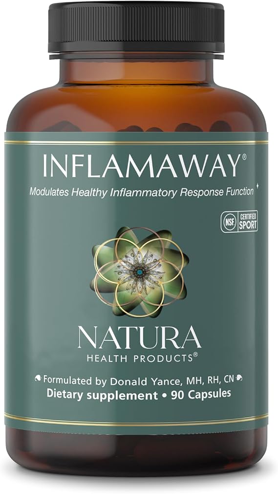 Natura Health Products InflamAway Boswellia Serrata & Bromelain 90 Capsules | Ginger, BioPerine Black Pepper & Chinese Skullcap modulate a healthy inflammatory response, standardized AKBA extract*