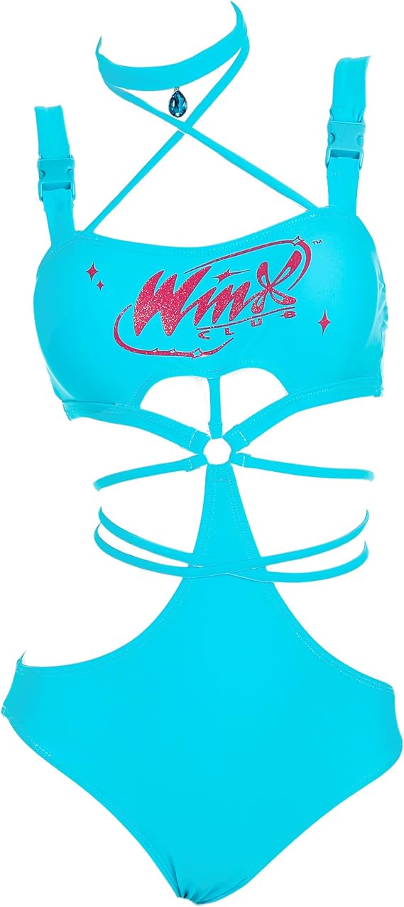 Winx Club Women's Bloom Halter Hollow Tie Closure Design One Piece Swimsuit Bathing Suit