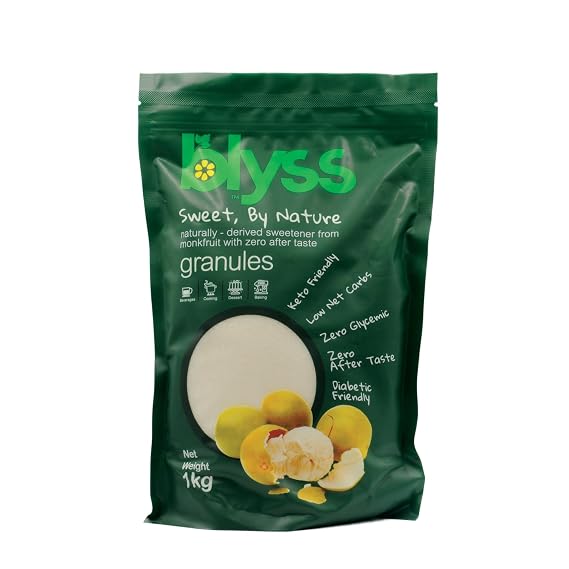 Blyss Natural Zero-GI Monk Fruit Sweetener - 1kg Granular, Keto & Diabetic Friendly, Sugar Substitute, Erythritol Blend, Vegan, Low Carb, Zero Aftertaste
