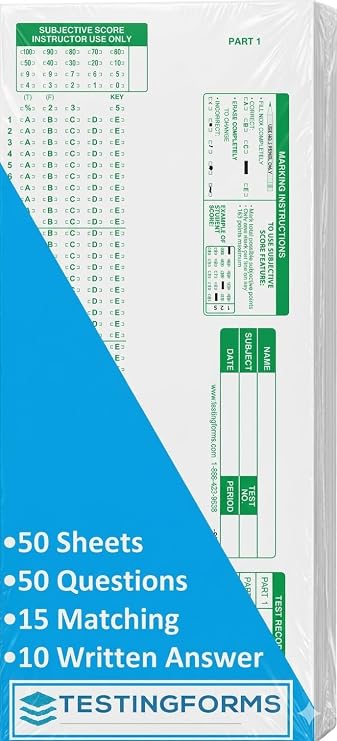 TEST-883E 883 E Scantron Compatible Testing Forms (50 Pack)
