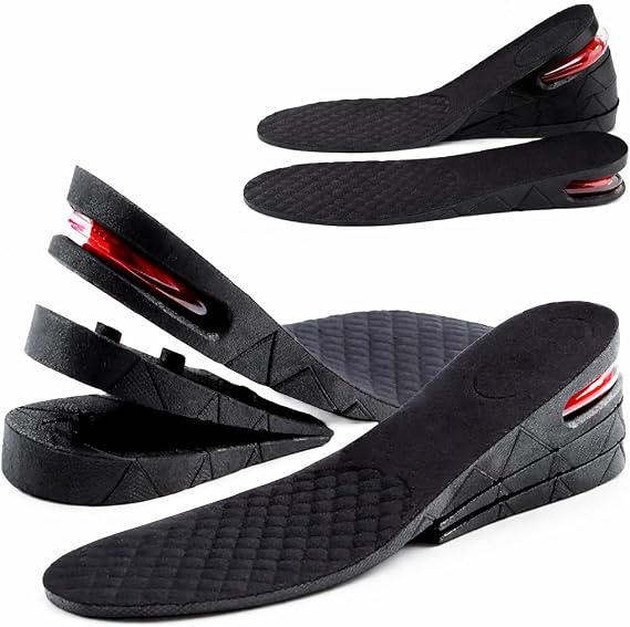 3 Layers Height Increasing Shoe Insoles - Includes 3cm 5cm or 6.5cm Boost Inserts - Invisible Height Increase Insole for Men & Women - Hidden Trainer Hight Increaser Pair