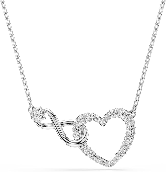 Swarovski Hyperbola Pendant, Heart And Infinity, Clear, Rhodium Finished
