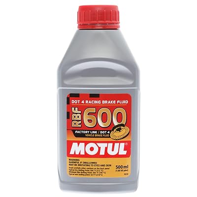 Motul Powersports 4 Pack 100949 RBF 600 DOT 4 100% Synthetic Factory Line Racing Brake Fluid with Premium Motul Sticker 4