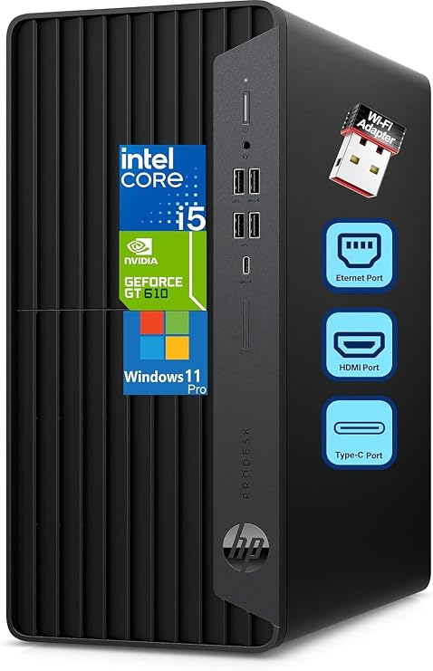 HP ProDesk 600 Desktop Computer, i5-10400F, 16GB RAM, 256GB SSD, GT 610