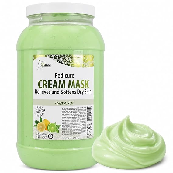 SPA REDI Lemon Pedicure Massage Cream & Foot Mask Hyaluronic Acid, Amino Acids & Panthenol for Cracked Heels & Dry Skin | Paraben-Free, Silicone-Free, Cruelty-Free | Made in USA | 128 oz
