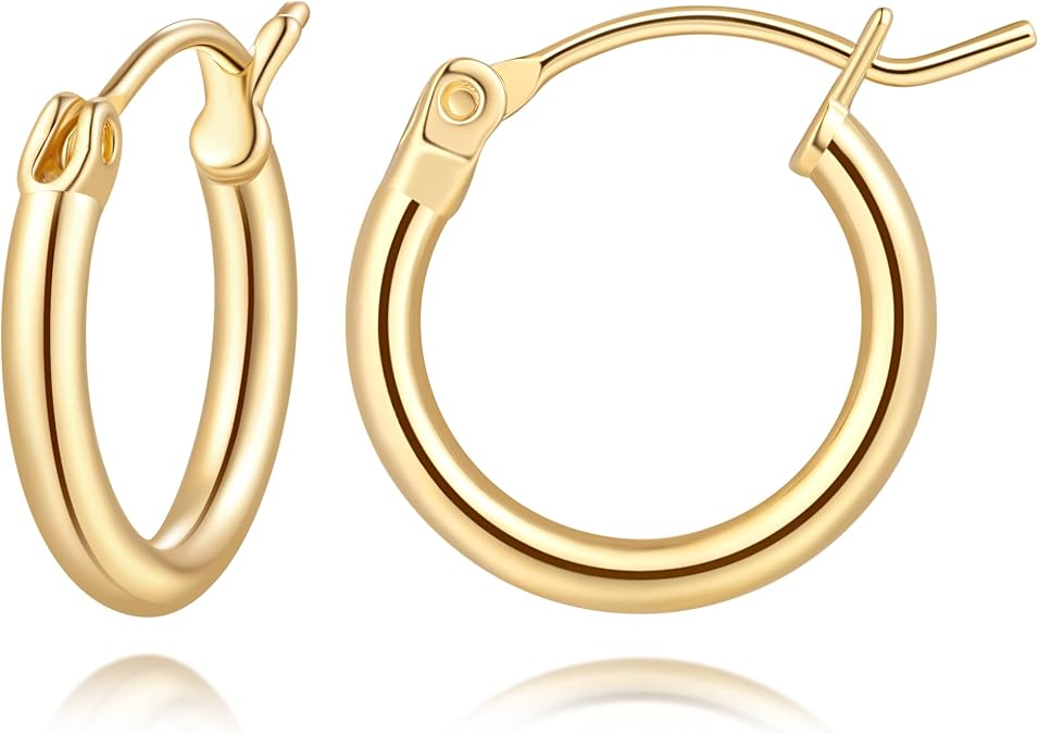 Gold Hoop Earrings 14K Gold Hoop Earrings for Women