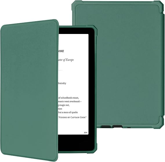 FUWANG Case for Kindle 6 inch 2024 and 2022 Releases Only (11 Generation) - Ultra Slim Lightweight Premium PU Leather Folio Cover with Auto Wake/Sleep Fits Kindle 6'' 11th Gen 2024/2022 Dark Green