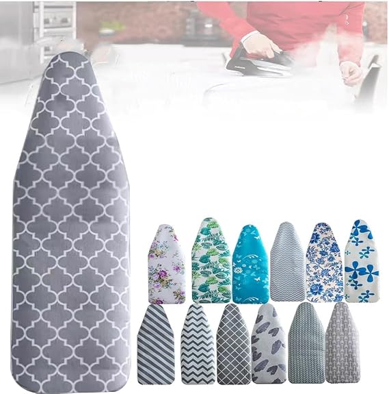 Heavy Duty Ironing Board Cover and Pad, Heat Reflective Thick Ironing Board Pad, 18x57In 22x53in Large Ironing Board Cover Elasticated(J,18x57inch(147x48cm))