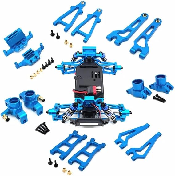 14PCs for Hyper Go 1/20 RC Car Parts, Metal Upgrade Swing Arm Steering Cup Rear Hub Shock Tower, Modification Kit for Hyper Go MJX 1/20 20208 C8811 RC Car Accessories (Blue)