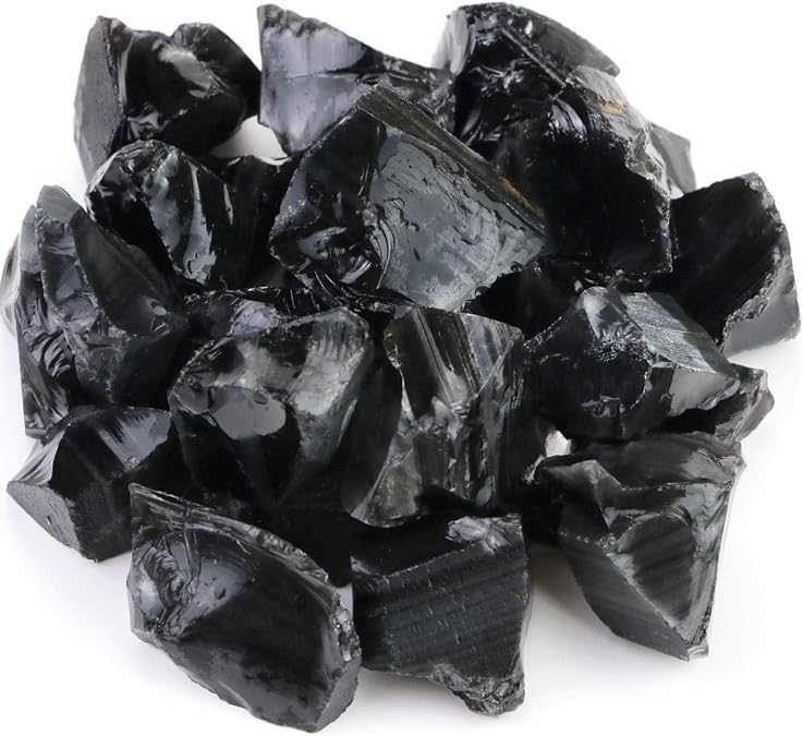Fireboomoon 2lb/950g Rough Natural Black Obsidian Stones Raw Gemstone Crystal Rock for Cabbing,Tumbling,Cutting,Polishing,Lapidary,Wire Wrapping,Healing Reiki,Jewelry Making,Home Decoration(Black)