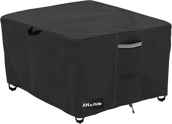 ANartcle 58-60 Inch Outdoor Square Fire Pit Table Cover,600D Heavy Duty Waterproof Outdoor Firepit Cover,58"L x 58"W x 24"H,Black
