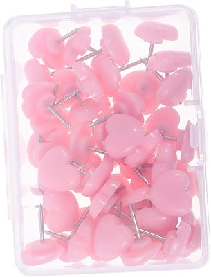 SHOWERORO 50Pcs Heart Shaped Push Pins Thumb Tacks for Notice Boards Cork Boards Photo Walls Cute Decorative Pushpins for School and Office Use