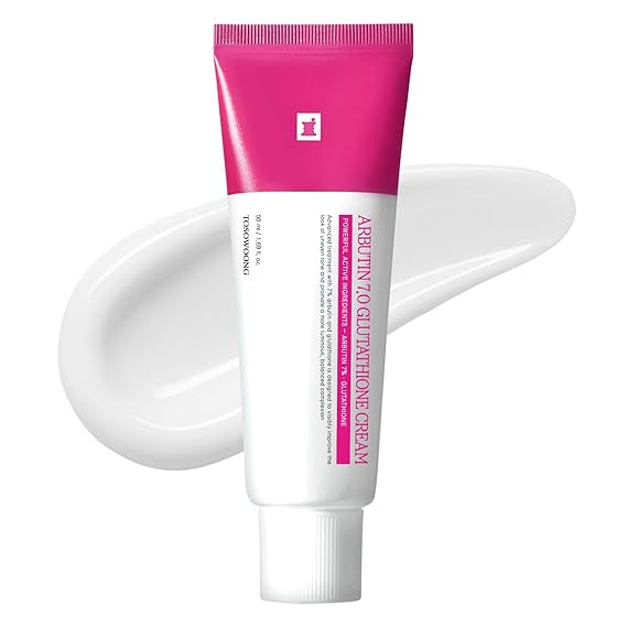 TOSOWOONG Arbutin 7% Glutathione Cream for Dark Spots, Uneven Tone, Glow | 70,000ppm Arbutin + 5,001ppm Glutathione, Niacinamide, Brightening for Freckles, Dark Spots & Dullness, K-Beauty, 1.69 fl oz