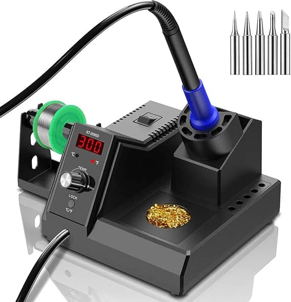 Soldering Station, 110V 80W Digital Soldering Iron Kit with Smart Temperature Control (176F-896F), Auto Standby Sleep Solder Station for School Lab, Hobby, Electronics (80W Black)