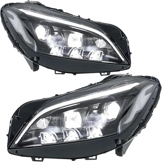 1 Pair Car Led Headlights Compatible With Mercedes Benz CLS W218 2012 2013 2014 2015 CLS300 CLS350 Head Lamp Automotive Accessories(Black)