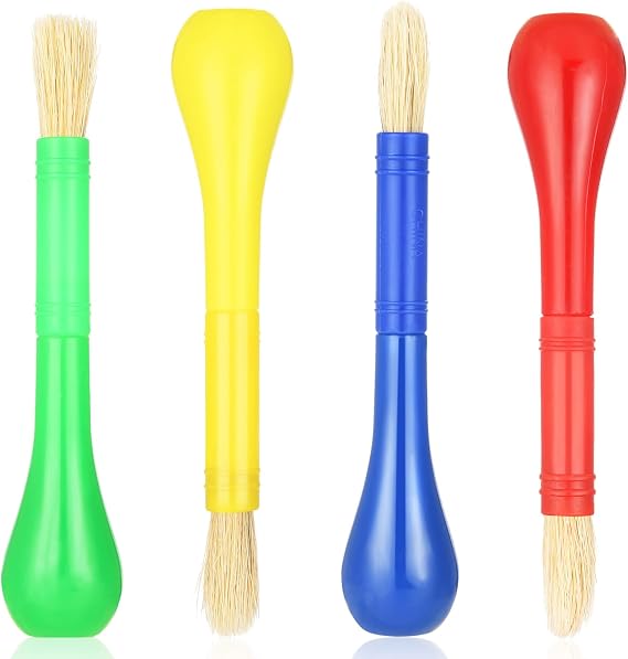 Prasacco 4 Piece Kids Paint Brushes, Jumbo Children's Paintbrushes Artist Paint Brushes with Easy to Hold Handles Grip Toddler Tempera Paint Brushes Kids Craft Paint Brushes for Kids Painting